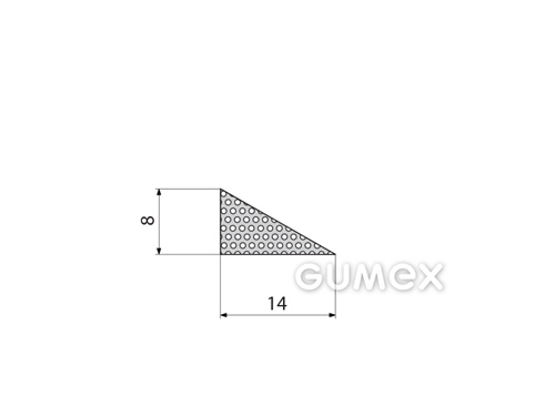 Mikroporézní profil trojúhelníkový, 8x14mm, hustota 500kg/m3, EPDM, -30°C/+80°C, černý